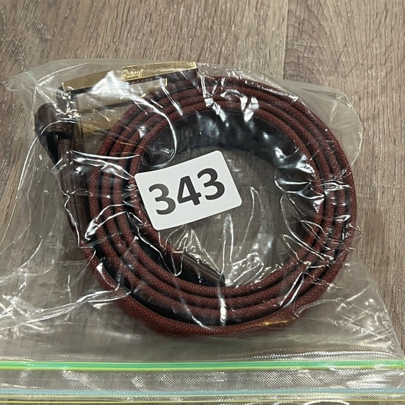 Brioni Size 44 Handmade in Italy Wine Burgundy Solid Brass Buckle Lux Belt EUC - Picture 14 of 14